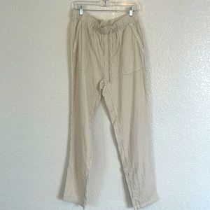 Striped linen ankle pants